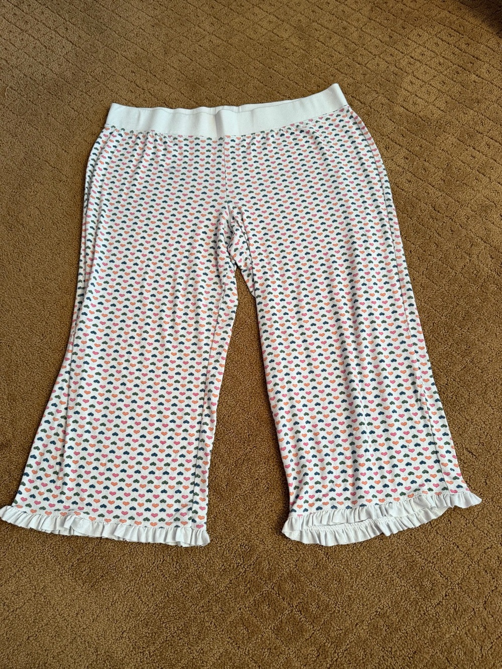 Xhilaration Low Rise Multi Color Heart Frilly Gaucho Sleep Pants Women’s XL